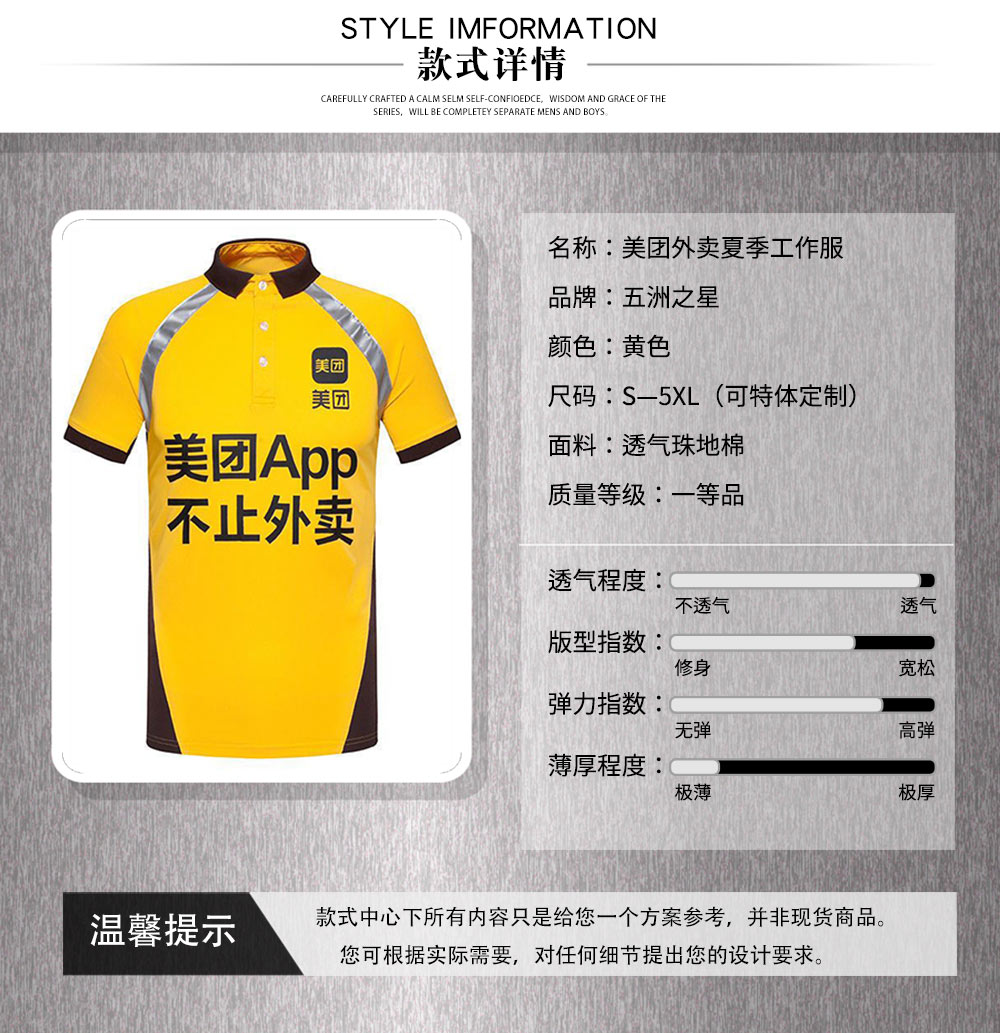 美團(tuán)外賣(mài)夏季工作服—款式詳情
